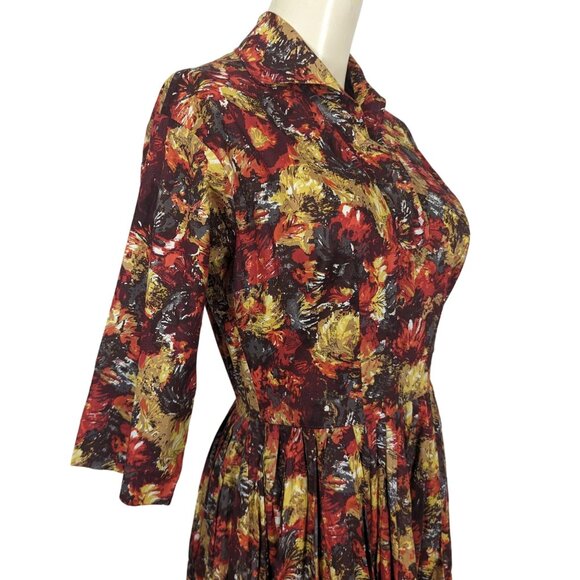 Trashy Diva by Candice‎ Gwinn Warm Watercolor orange gold pleated Dress 8 - Picture 8 of 16